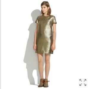 Madewell gold shimmer tshirt dress, sz 0